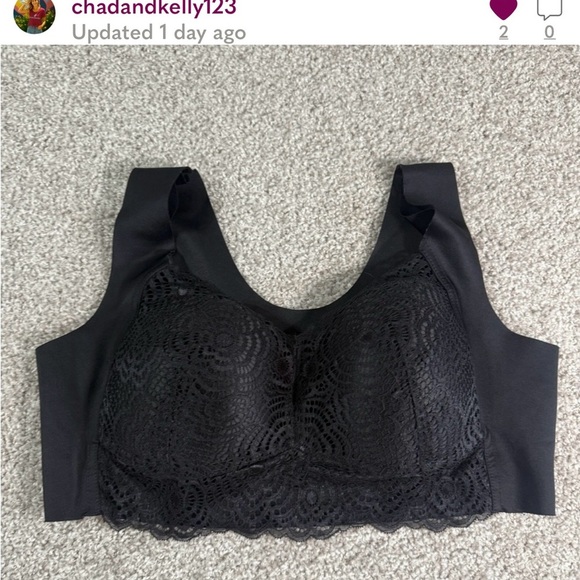 2-Pack Black / Cream Lace Sports Bra Camis – Size XXL (Fits XL/XXL) - Picture 2 of 8